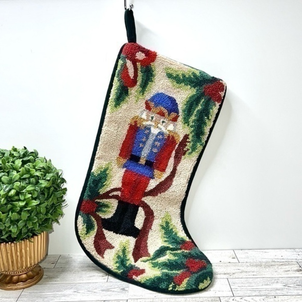 Nut Cracker Hooked Wool Christmas Stocking
